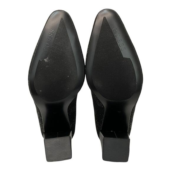 GUESS Women's Yonel Block Heel Stretch Knit Logo Dress Booties Black Size 6 - Picture 5 of 5